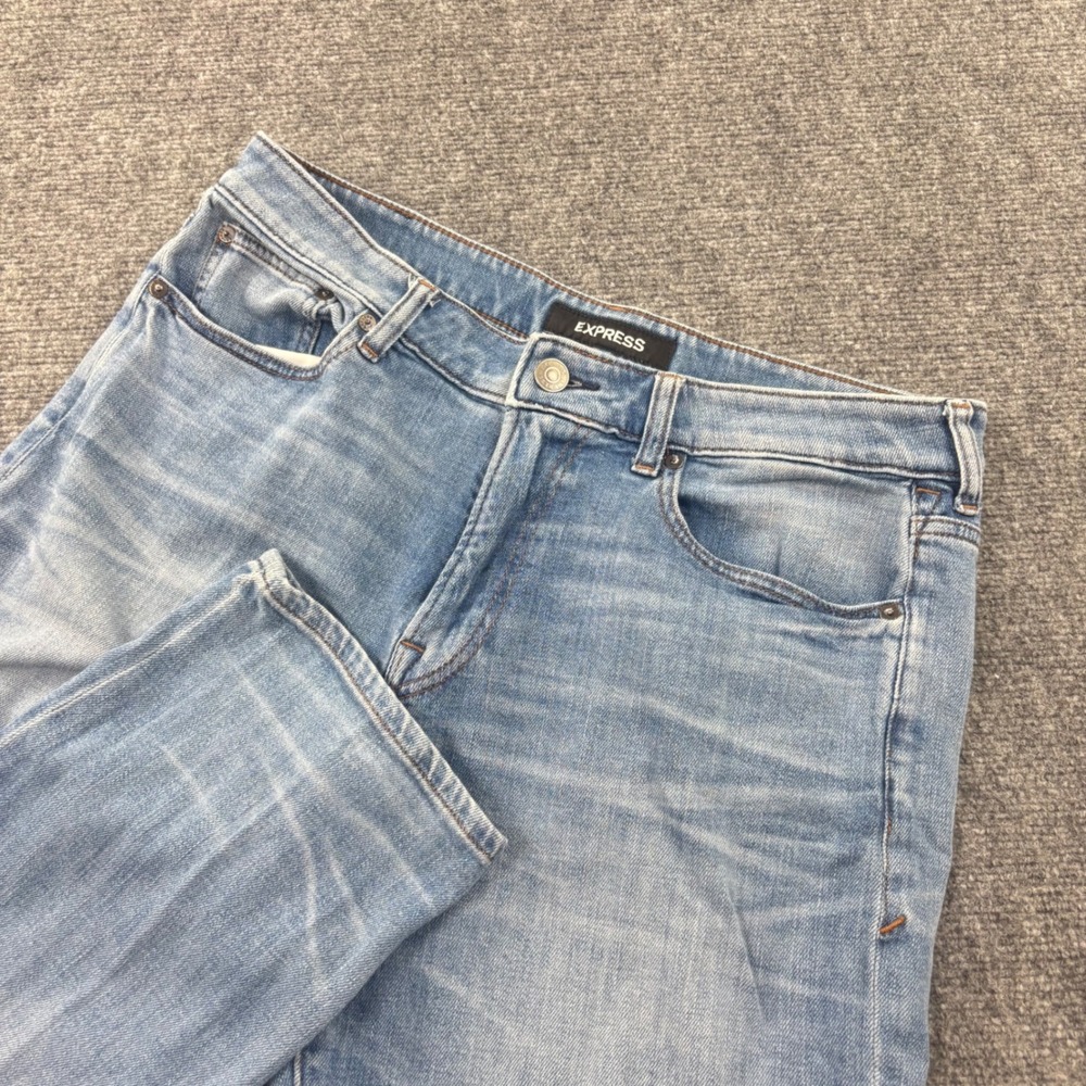 Express Relaxed Fit Jeans 34x32 Light Blue Stretch Soft Cotton Mens